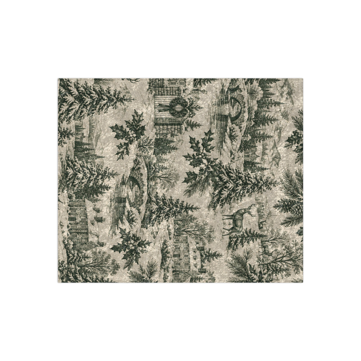 Heritage Christmas - Vintage Stag - Crushed Velvet Throw Blanket