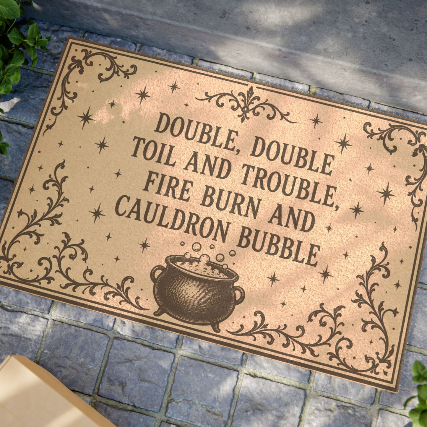 Doormat — “Double, Double Toil and Trouble” Halloween Cauldron Welcome Mat