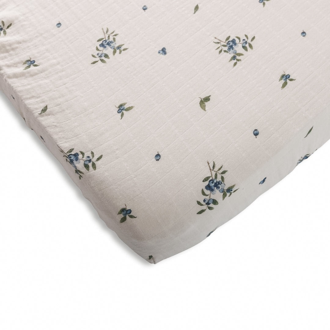 Organic Cotton Muslin Crib Fitted Sheets - Blueberry