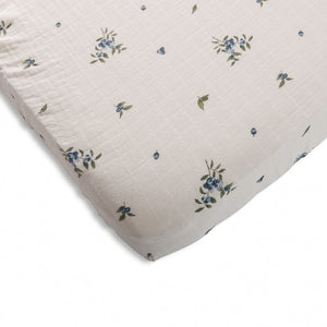 Organic Cotton Muslin Crib Fitted Sheets - Blueberry