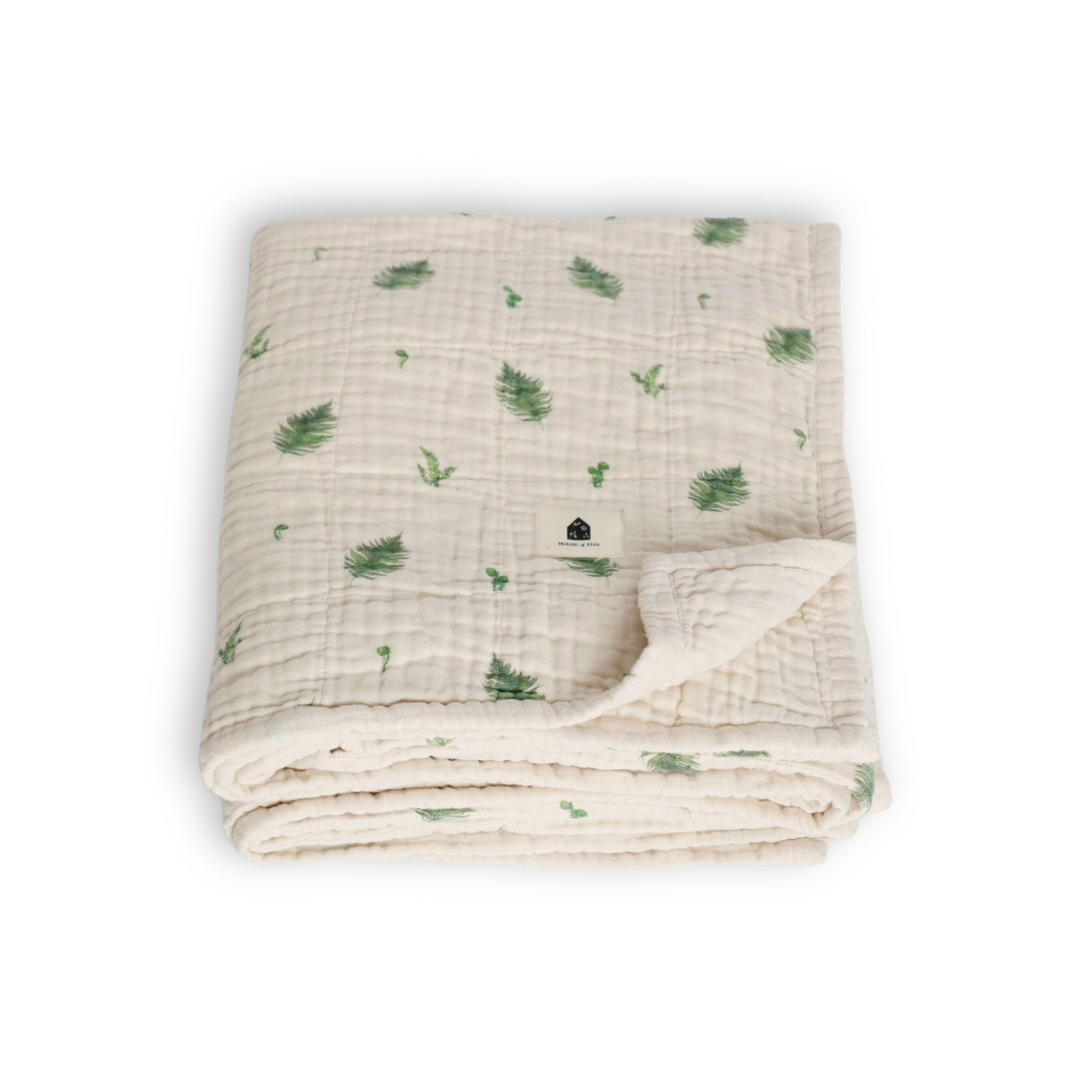 Organic Cotton Muslin Blanket, 4 Layers, Twin Size (60 X 74) - Fern