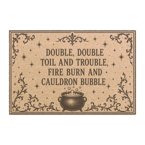 Doormat — “Double, Double Toil and Trouble” Halloween Cauldron Welcome Mat