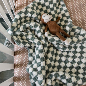 Baby's Breath & Forest Green Check Print Toddler Blanket