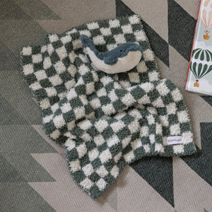 Baby's Breath & Forest Green Check Print Lovey
