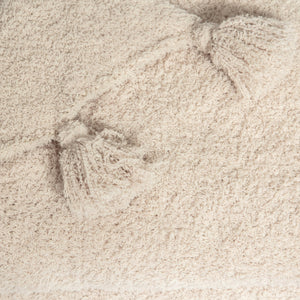 Blushing Beige Solid Double Layer with Tassels Print Extended Throw