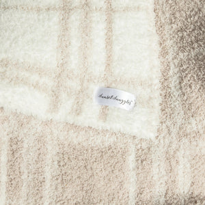 Blushing Beige & White Plaid Print Extended Throw