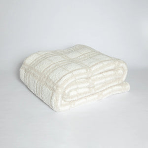 Blushing Beige & White Plaid Print Extended Throw