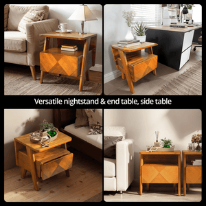 Rum Solid Wood Nightstand