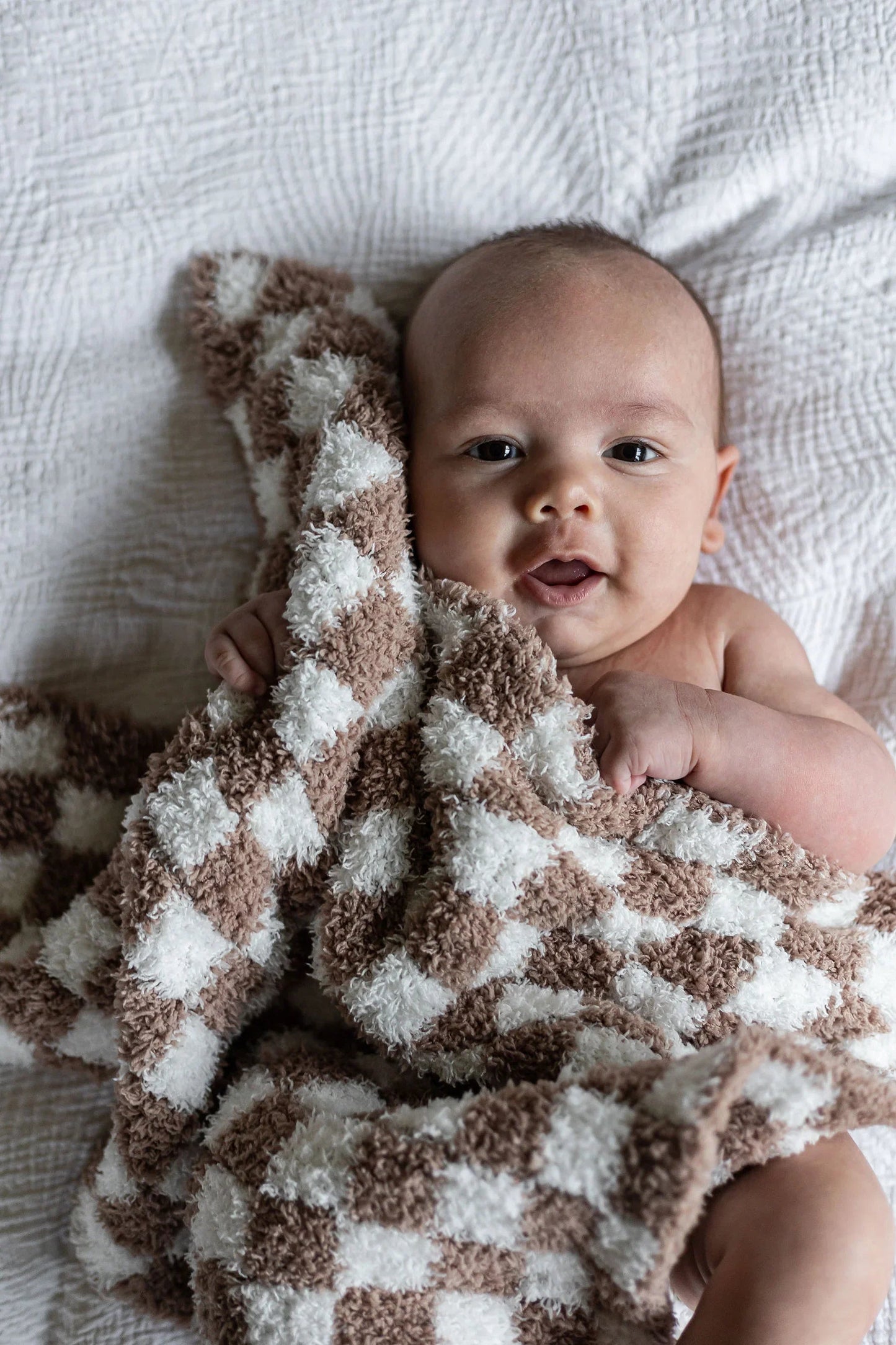 Chocolate Milk & White Check Print Lovey