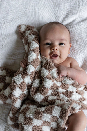 Chocolate Milk & White Check Print Lovey