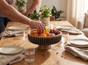 Large Flat Bowl with Black Lines