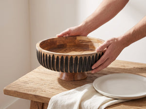Large Flat Bowl with Black Lines