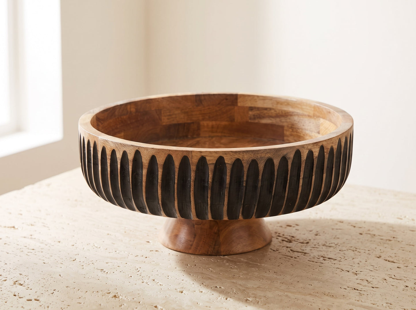 Large Flat Bowl with Black Lines