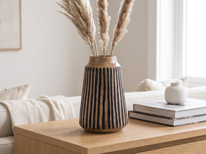 Tapered Vase with Black Lines, Small