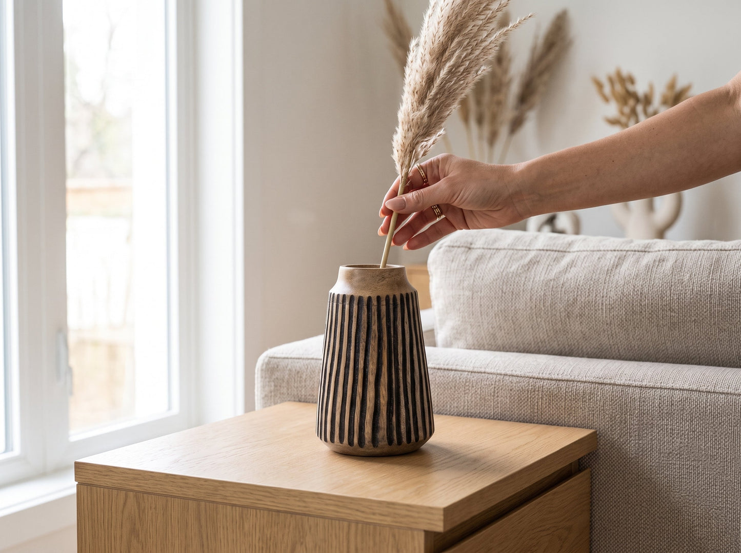 Tapered Vase with Black Lines, Small