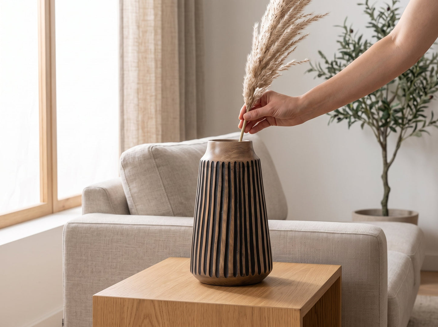 Tapered Vase with Black Lines, Large
