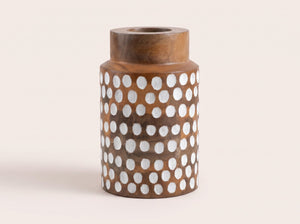 Straight Vase with White Polka Dots, Small