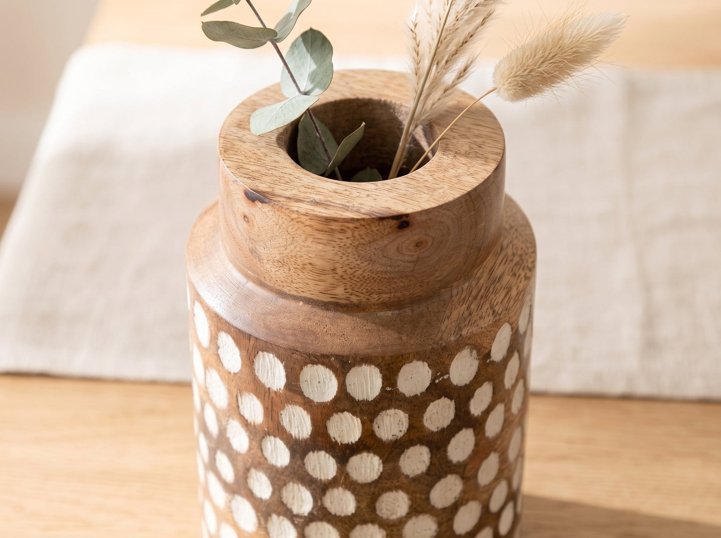 Straight Vase with White Polka Dots, Small