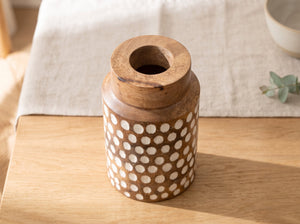 Straight Vase with White Polka Dots, Small
