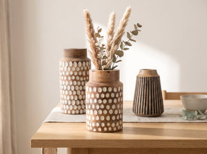 Straight Vase with White Polka Dots, Small