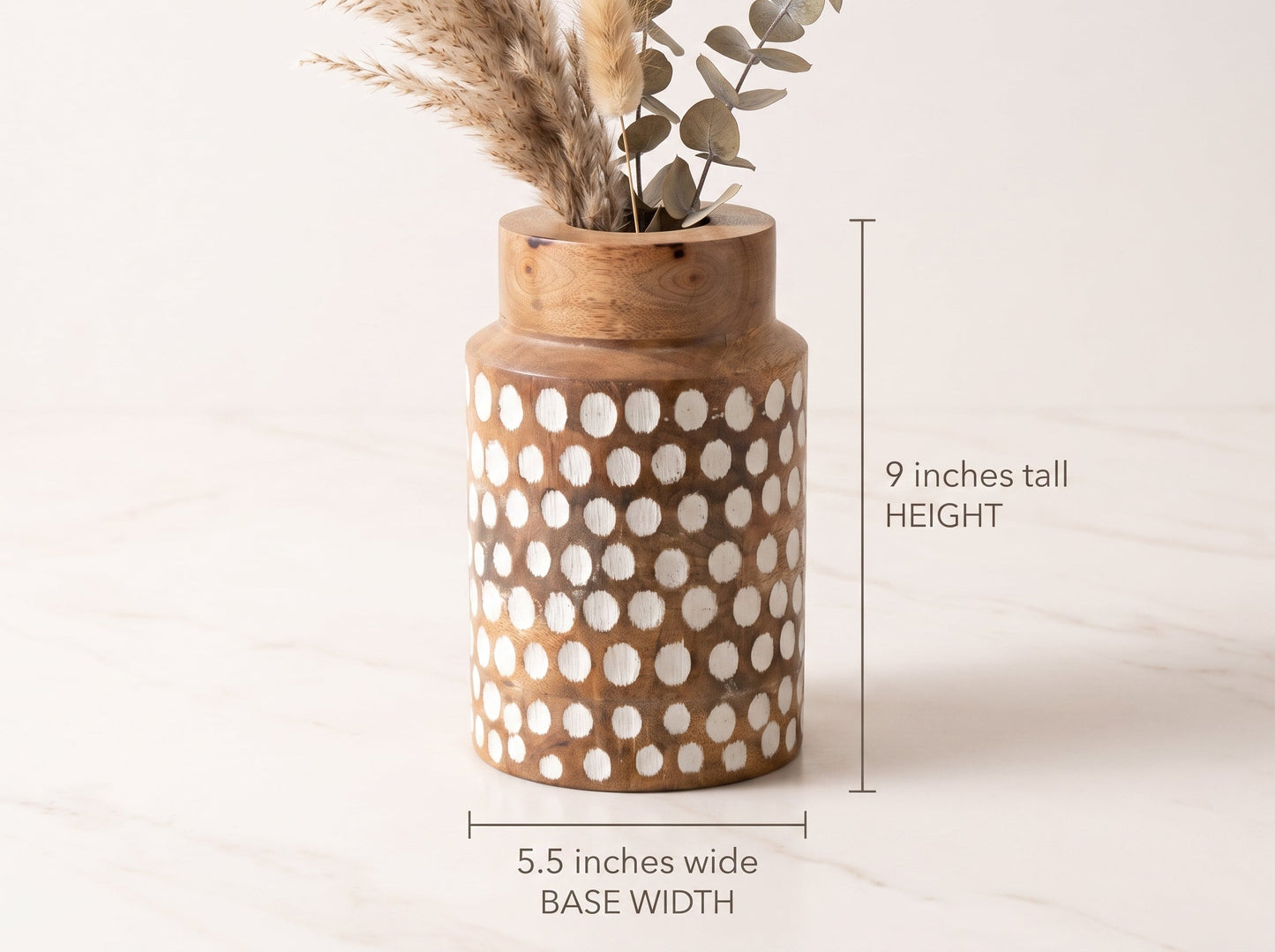 Straight Vase with White Polka Dots, Small