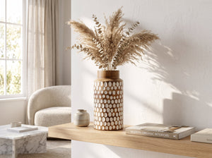 Straight Vase with White Polka Dots, Large