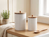 Tall Canisters with White Enamel, Set of 2 (Large and Small)