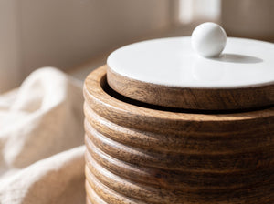 Wide Canisters with White Enamel, Set of 2 (Large and Small)
