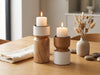 Candle Holder with White Enamel, Set of 2