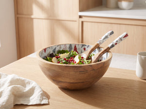 Serving Bowl and Servers with Holiday Enamel
