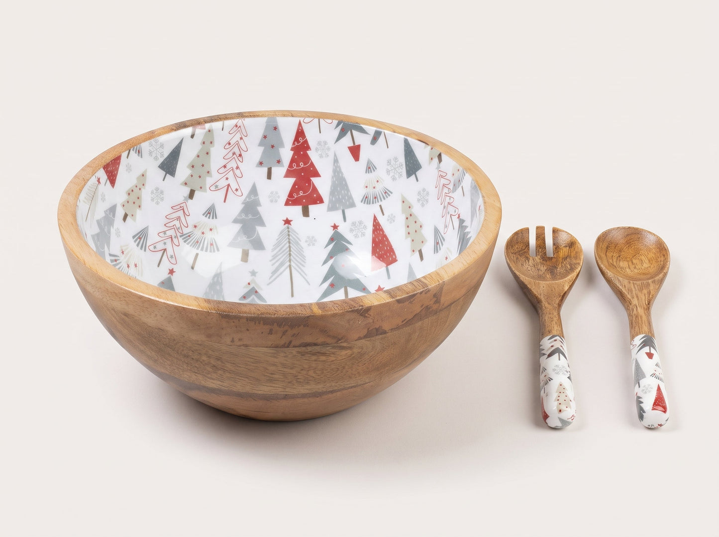 Serving Bowl and Servers with Holiday Enamel