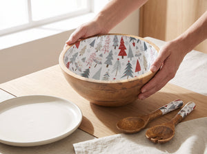 Serving Bowl and Servers with Holiday Enamel