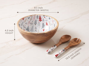 Serving Bowl and Servers with Holiday Enamel