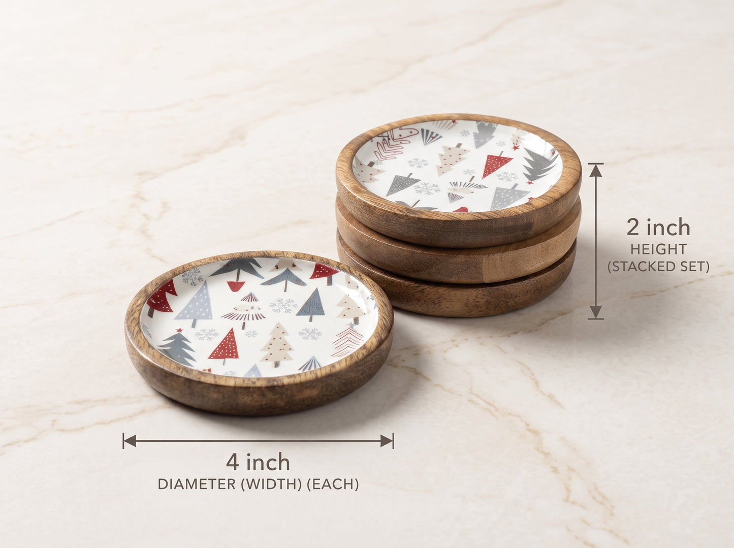Coasters with Holiday Enamel, Set of 4