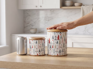 Canisters with Holiday Enamel, Set of 2 (Large & Small)
