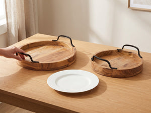 Round Trays with Handles, Set of 2