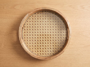 Round Tray with Rattan Mat