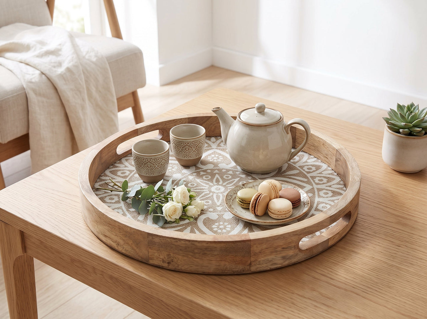 Round Tray with Cotton Mat, Small