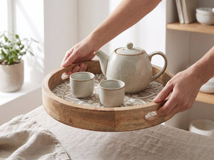 Round Tray with Cotton Mat, Small