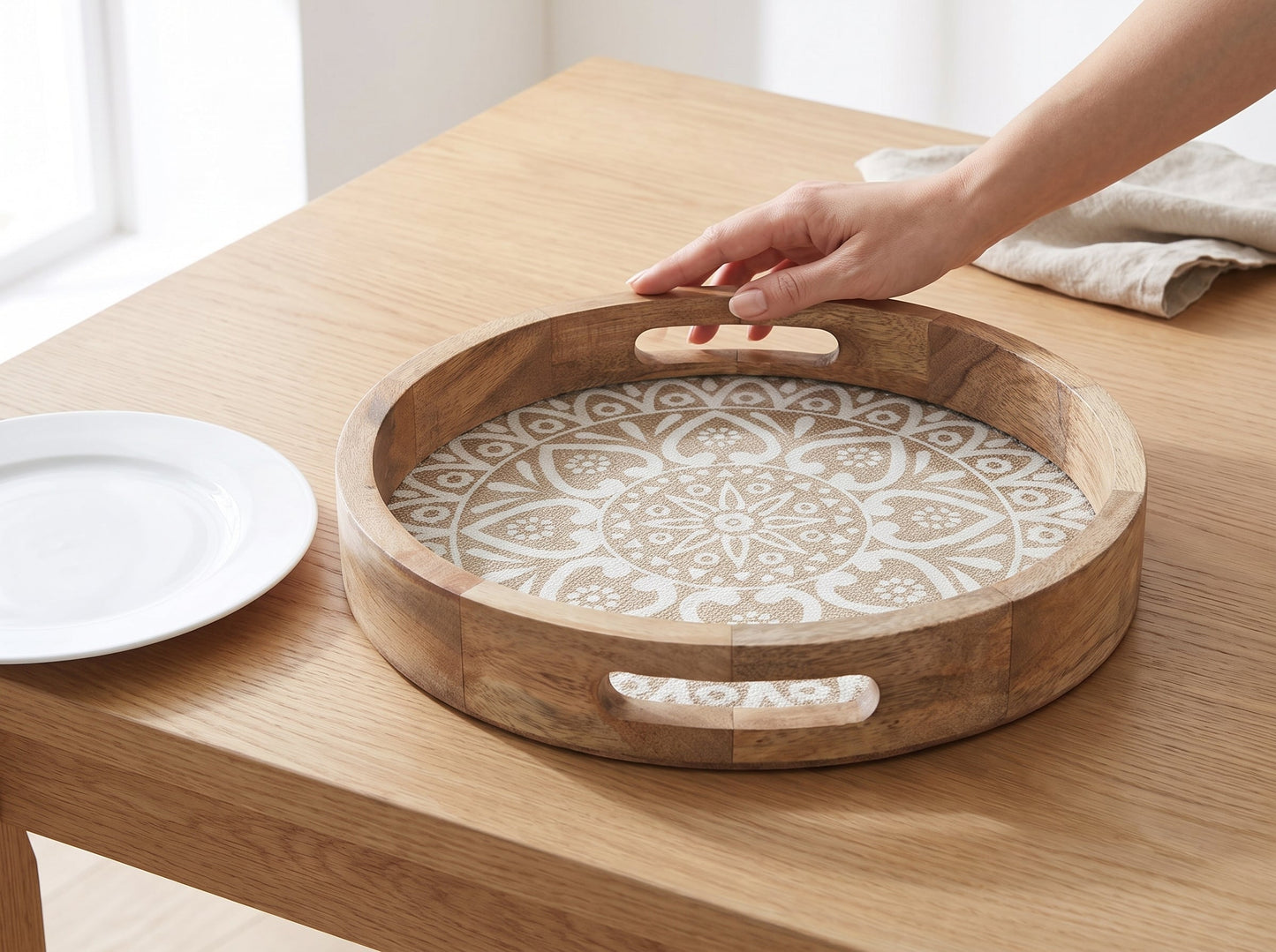 Round Tray with Cotton Mat, Small