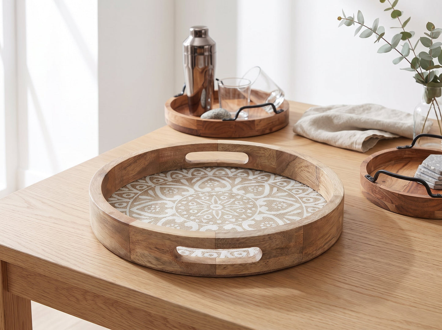 Round Tray with Cotton Mat, Small