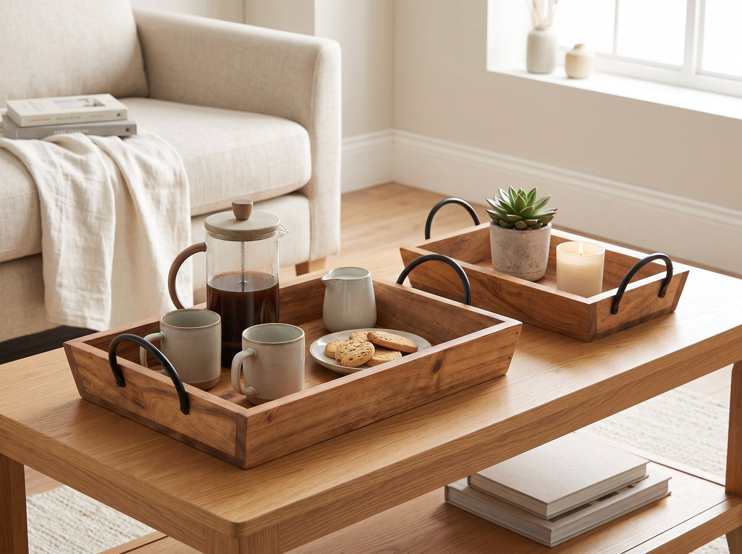 Large Trays with Handles, Set of 2