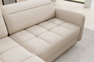 Barea 3 Seater Storage Sleeper Chaise Sofa - Beige