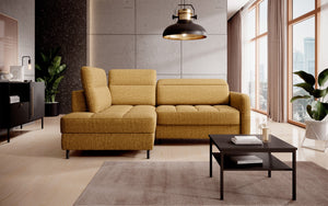 Barea 3 Seater Storage Sleeper Chaise Sofa - Mustard