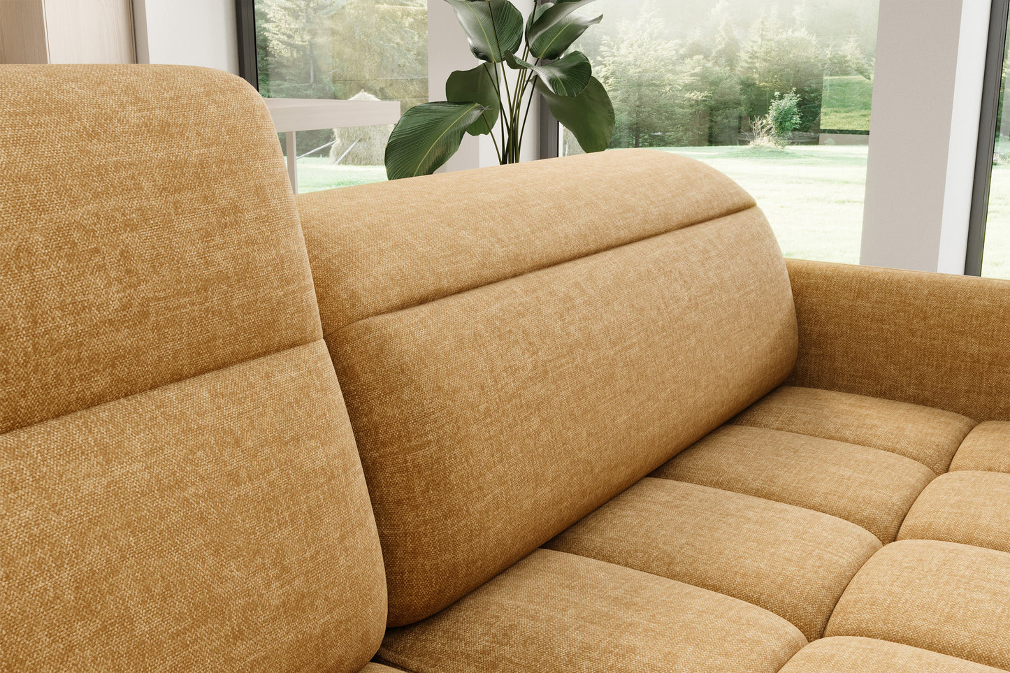 Barea 3 Seater Storage Sleeper Chaise Sofa - Mustard