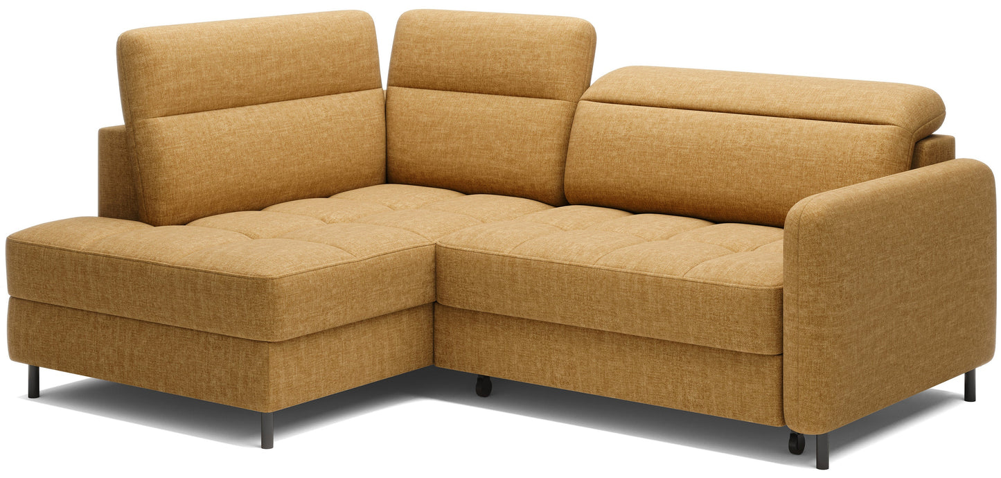 Barea 3 Seater Storage Sleeper Chaise Sofa - Mustard