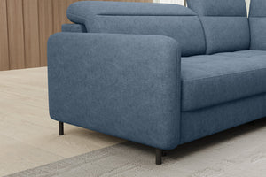 Barea 3 Seater Storage Sleeper Chaise Sofa - Soft Blue
