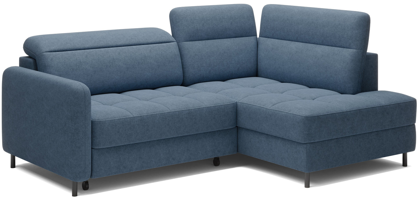 Barea 3 Seater Storage Sleeper Chaise Sofa - Soft Blue