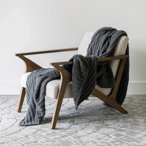 Charcoal Ribbed Extended Throw