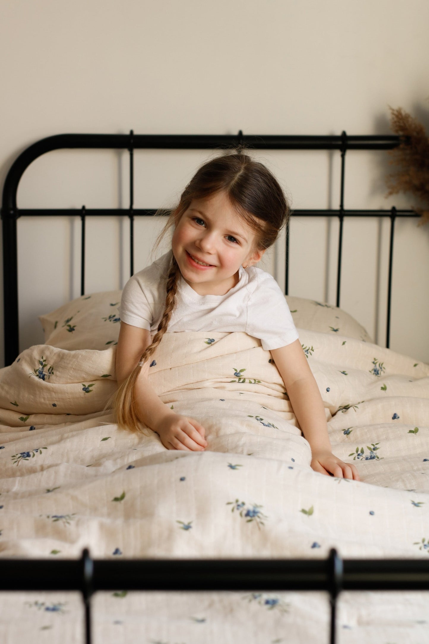 Organic Cotton Muslin Comforter & Pillowcase Set - Blueberry
